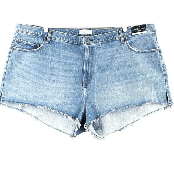 NWT Abercrombie & Fitch Women's Blue The Mom Denim Shorts Plus Size 24 High Rise - Picture 1 of 14